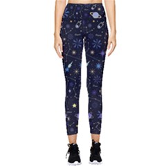 Starry Night  Space Constellations  Stars  Galaxy  Universe Graphic  Illustration Pocket Leggings  by Grandong