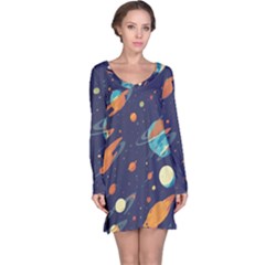 Space Galaxy Planet Universe Stars Night Fantasy Long Sleeve Nightdress by Grandong