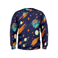 Space Galaxy Planet Universe Stars Night Fantasy Kids  Sweatshirt by Grandong