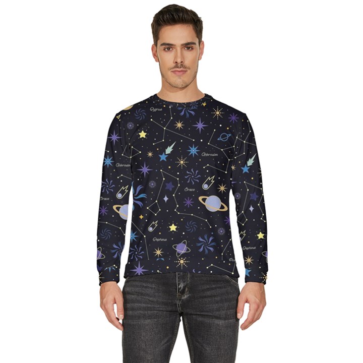 Starry Night  Space Constellations  Stars  Galaxy  Universe Graphic  Illustration Men s Fleece Sweatshirt