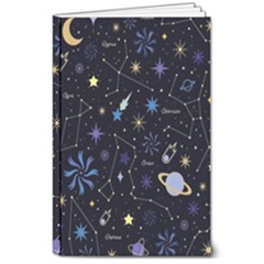 Starry Night  Space Constellations  Stars  Galaxy  Universe Graphic  Illustration 8  X 10  Softcover Notebook by Grandong