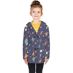 Space Galaxy Planet Universe Stars Night Fantasy Kids  Double Breasted Button Coat by Grandong