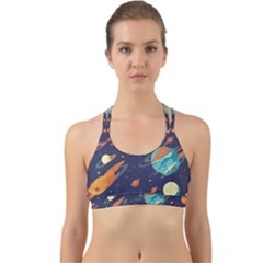 Space Galaxy Planet Universe Stars Night Fantasy Back Web Sports Bra by Grandong