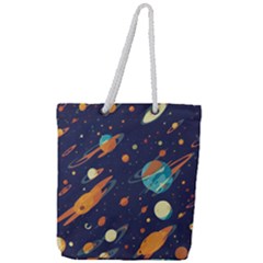 Space Galaxy Planet Universe Stars Night Fantasy Full Print Rope Handle Tote (large) by Grandong