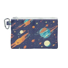 Space Galaxy Planet Universe Stars Night Fantasy Canvas Cosmetic Bag (medium) by Grandong