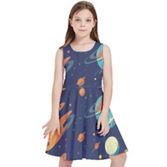 Space Galaxy Planet Universe Stars Night Fantasy Kids  Skater Dress by Grandong