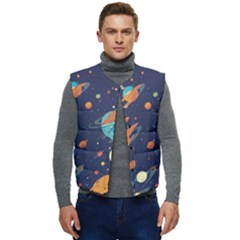 Space Galaxy Planet Universe Stars Night Fantasy Men s Button Up Puffer Vest	