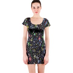 Illustration Universe Star Planet Short Sleeve Bodycon Dress by Grandong