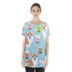 Welsh Corgi Boba Tea Bubble Cute Kawaii Dog Breed Skirt Hem Sports Top by Grandong