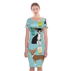 Chihuahua Bubble Kawaii Boba Tea Cute Dog Classic Short Sleeve Midi Dress by Grandong