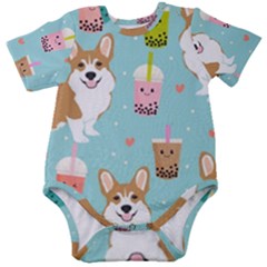 Welsh Corgi Boba Tea Bubble Cute Kawaii Dog Breed Baby Short Sleeve Bodysuit by Grandong