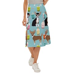 Chihuahua Bubble Kawaii Boba Tea Cute Dog Midi Panel Skirt by Grandong