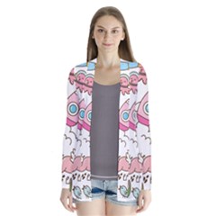 Set-kawaii-doodles -- Drape Collar Cardigan by Grandong