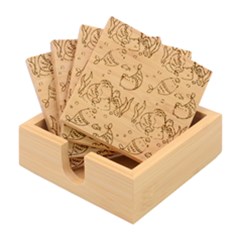 Cartoon Cat Cute Animal Design Drawing Illustration Kawaii Bamboo Coaster Set by Grandong