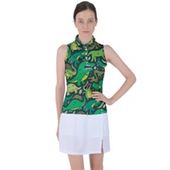 Dino Kawaii Women s Sleeveless Polo T-shirt by Grandong