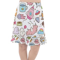 Set-kawaii-doodles -- Fishtail Chiffon Skirt by Grandong