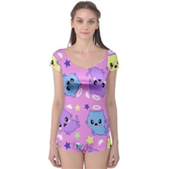 Seamless Pattern With Cute Kawaii Kittens Boyleg Leotard  by Grandong