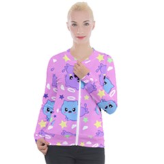 Seamless Pattern With Cute Kawaii Kittens Casual Zip Up Jacket by Grandong