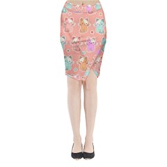 Cute Kawaii Kittens Seamless Pattern Midi Wrap Pencil Skirt by Grandong