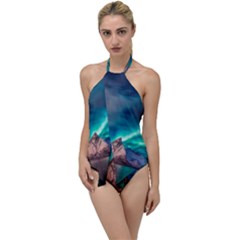 Amazing Aurora Borealis Colors Go With The Flow One Piece Swimsuit by Grandong