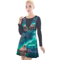 Amazing Aurora Borealis Colors Plunge Pinafore Velour Dress by Grandong