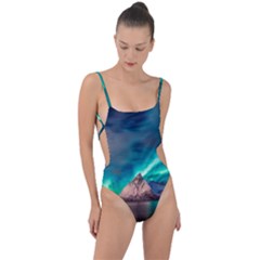 Amazing Aurora Borealis Colors Tie Strap One Piece Swimsuit by Grandong