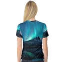 Aurora Borealis Mountain Reflection V-Neck Sport Mesh T-Shirt View2