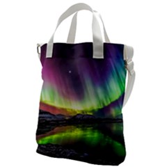 Aurora Borealis Polar Northern Lights Natural Phenomenon North Night Mountains Canvas Messenger Bag by Grandong