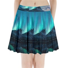 Aurora Borealis Mountain Reflection Pleated Mini Skirt by Grandong