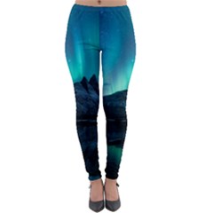 Aurora Borealis Mountain Reflection Lightweight Velour Leggings by Grandong