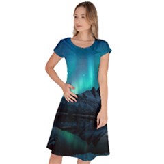 Aurora Borealis Mountain Reflection Classic Short Sleeve Dress by Grandong