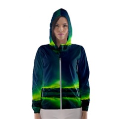 Iceland Aurora Borealis Women s Hooded Windbreaker by Grandong