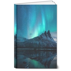 Aurora Borealis Mountain Reflection 8  X 10  Hardcover Notebook by Grandong