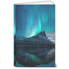 Aurora Borealis Mountain Reflection 8  X 10  Softcover Notebook by Grandong