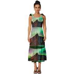 Aurora Borealis Nature Sky Light Tie-strap Tiered Midi Chiffon Dress by Grandong