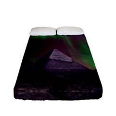 Aurora Stars Sky Mountains Snow Aurora Borealis Fitted Sheet (Full/ Double Size)