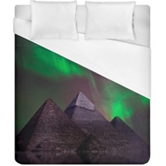 Aurora Stars Sky Mountains Snow Aurora Borealis Duvet Cover (california King Size) by Grandong