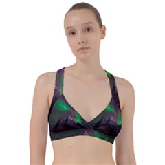 Aurora Stars Sky Mountains Snow Aurora Borealis Sweetheart Sports Bra by Grandong