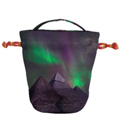 Aurora Northern Lights Phenomenon Atmosphere Sky Drawstring Bucket Bag by Grandong