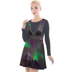 Aurora Northern Lights Phenomenon Atmosphere Sky Plunge Pinafore Velour Dress