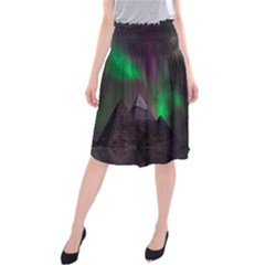 Aurora Northern Lights Celestial Magical Astronomy Midi Beach Skirt