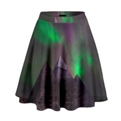 Aurora Northern Lights Celestial Magical Astronomy High Waist Skirt by Grandong