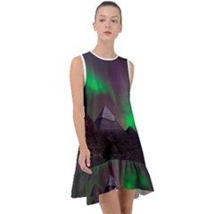 Aurora Northern Lights Phenomenon Atmosphere Sky Frill Swing Dress