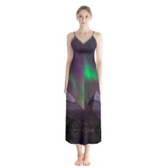 Aurora Northern Lights Celestial Magical Astronomy Button Up Chiffon Maxi Dress by Grandong