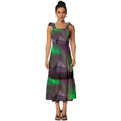 Aurora Northern Lights Phenomenon Atmosphere Sky Tie-strap Tiered Midi Chiffon Dress by Grandong