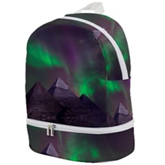 Aurora Stars Sky Mountains Snow Aurora Borealis Zip Bottom Backpack by Grandong