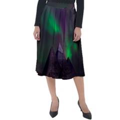 Aurora Northern Lights Celestial Magical Astronomy Classic Velour Midi Skirt  by Grandong