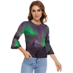 Aurora Northern Lights Celestial Magical Astronomy Bell Sleeve Top