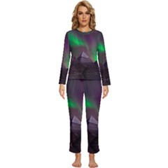 Aurora Northern Lights Celestial Magical Astronomy Womens  Long Sleeve Lightweight Pajamas Set by Grandong