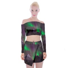 Fantasy Pyramid Mystic Space Aurora Off Shoulder Top with Mini Skirt Set